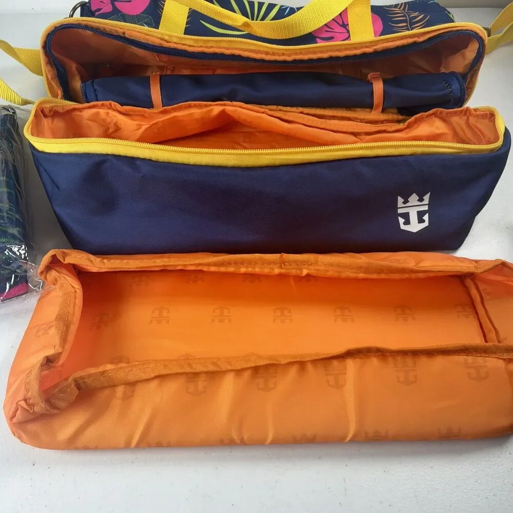 Royal Caribbean Blue Tropical Tote and Towel Set- Pre Owned Tote But New Towel